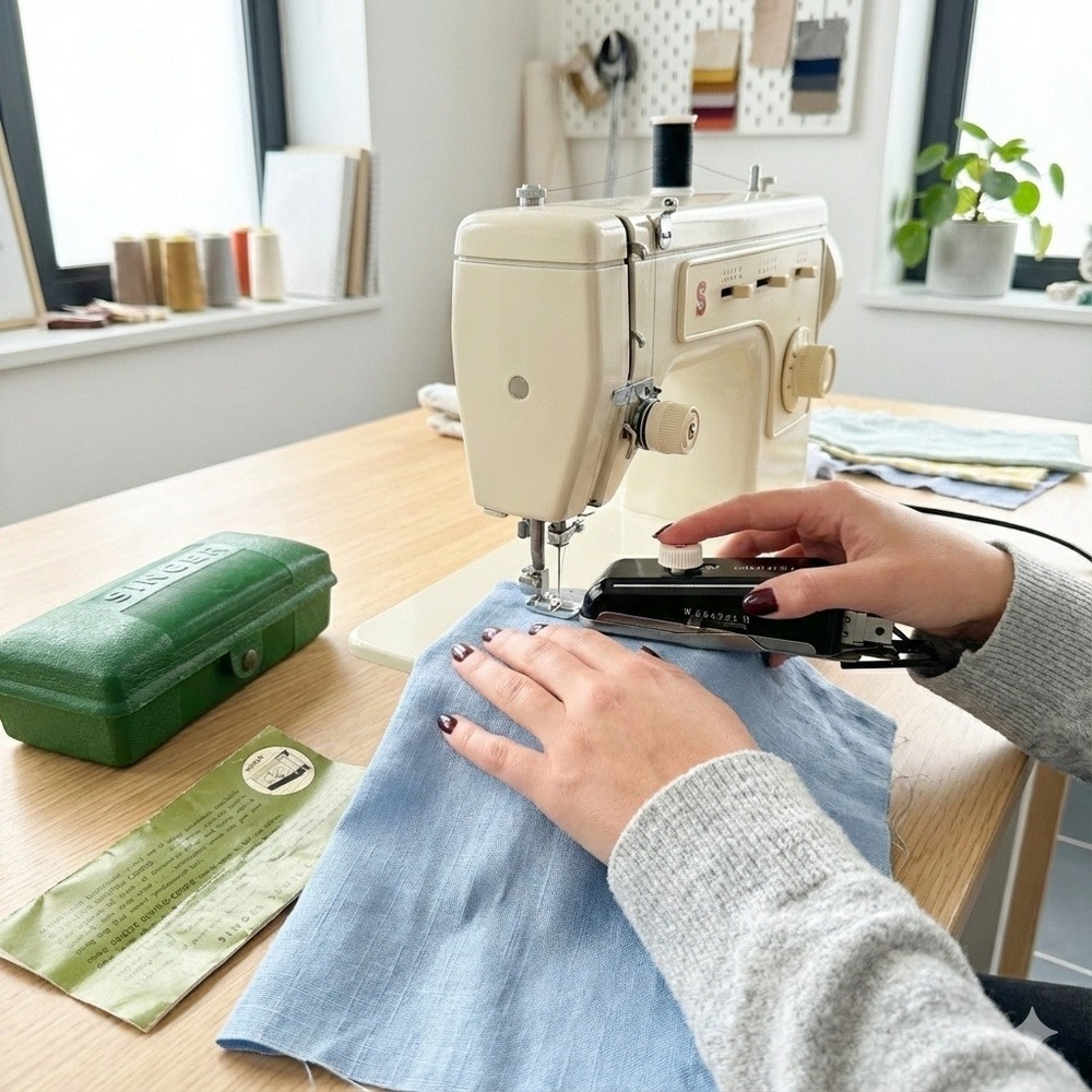 Singer Green Vintage Buttonholer‎ Sewing Machine Accessories Storage Box